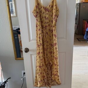 Elegant Floral Yellow Maxi Dress